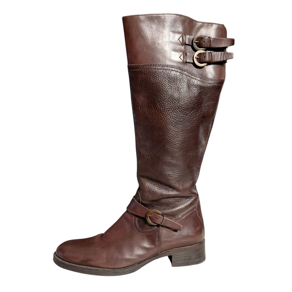 Aldo Buckle Detail Leather Riding Boots